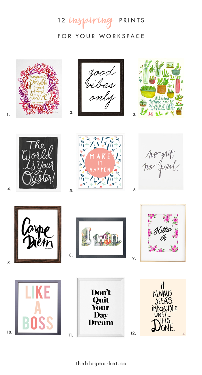 12 Inspiring Prints for Your Workspace | The Blog Market