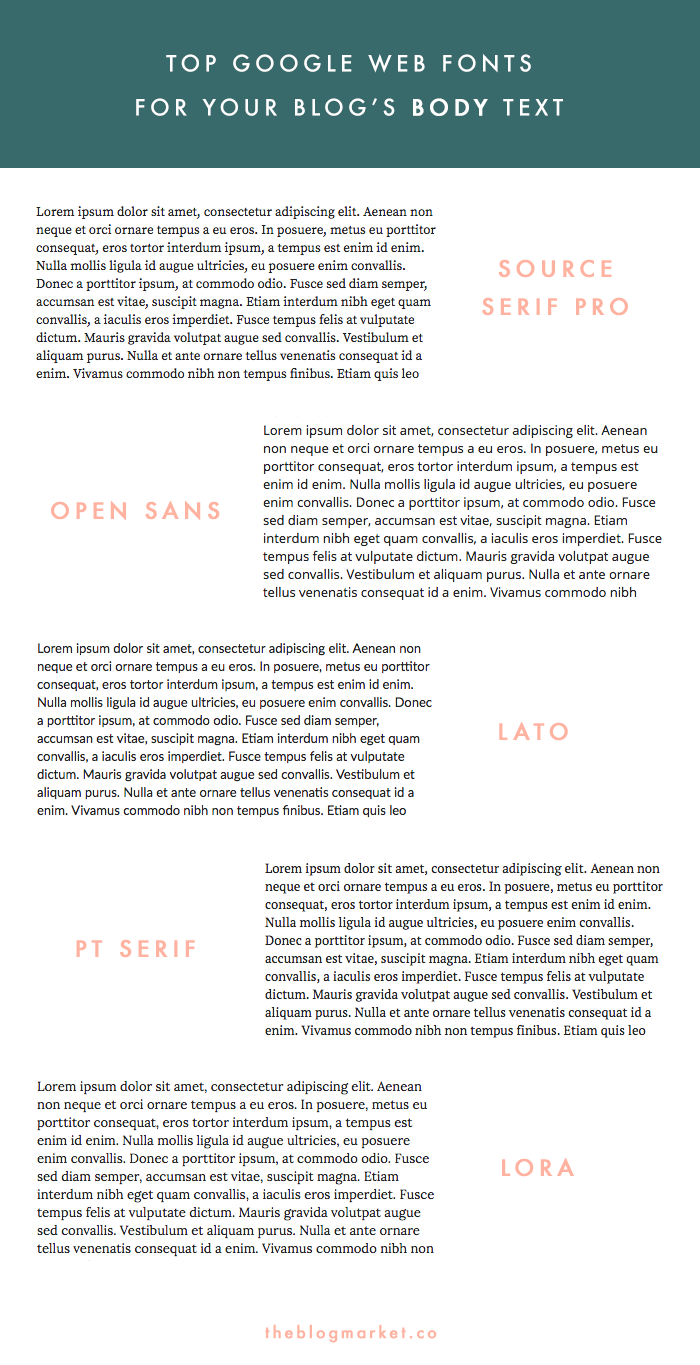 Top Google Web Fonts to Use For Your Blog's Body Text