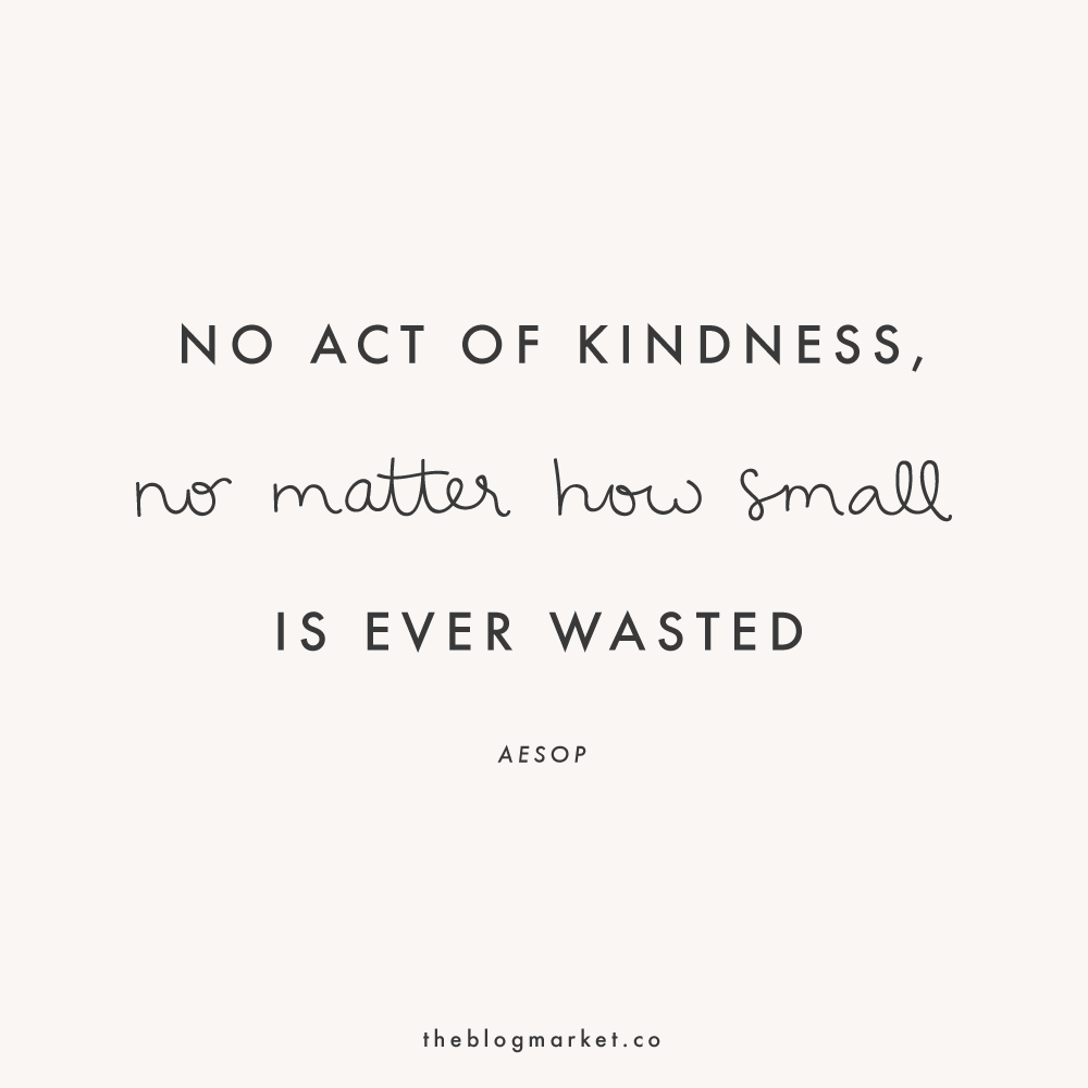 "No act of kindness, no matter how small, is ever wasted." - Aesop