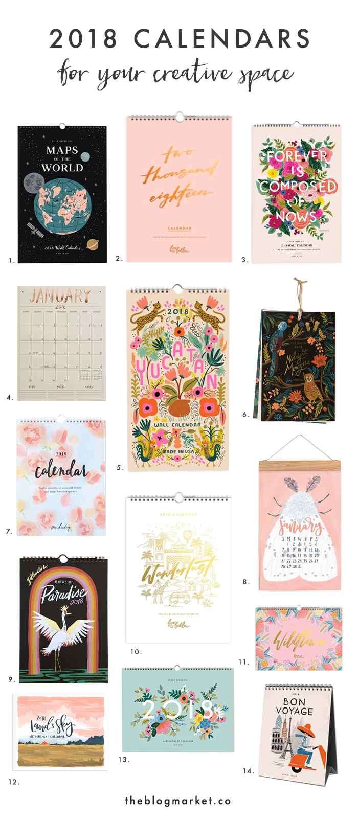 Best 2018 Calendars for your Creative Space | The Blog Market