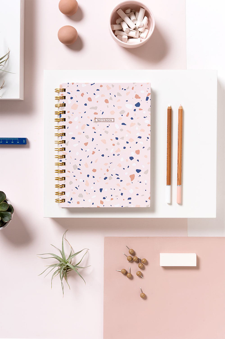 Pink Terrazzo Notebook by Micush via The Blog Market